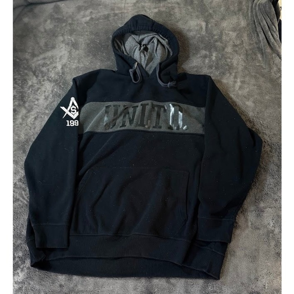 Ecko Unltd Mens 3X Black Grey Colorblock Fleece Hoodie UNLTD Graphic Pullover